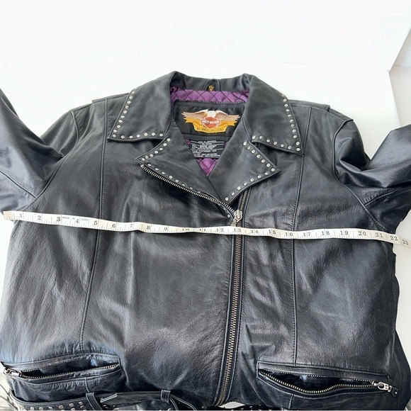 Harley-Davidson Women's Black Leather Full Zip Motorcycle Jacket - Size XL - Picture 3 of 9